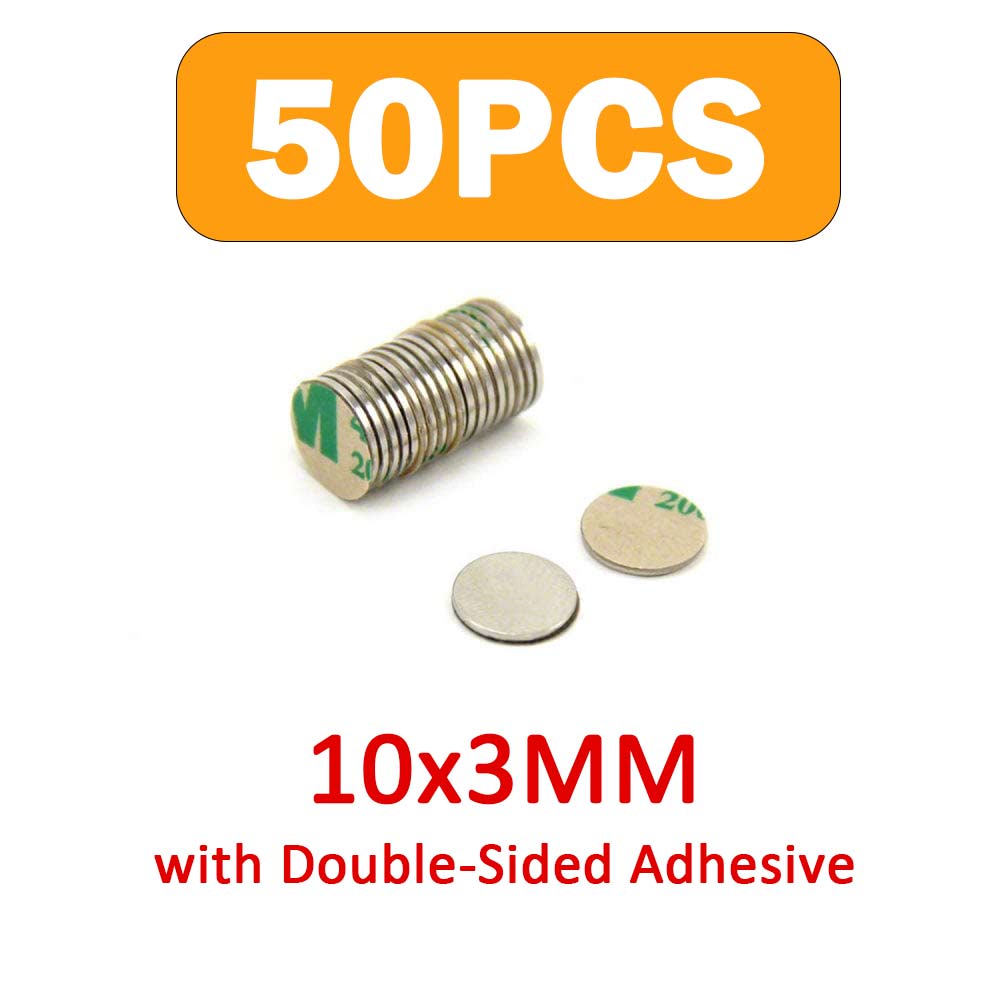 10 x 3 mm starke Magnete, 20 Stück starke Magnete, robuste Neodym-Scheibenmagnete mit doppelseitigem Kleber für Büromagnete: YELLOW
