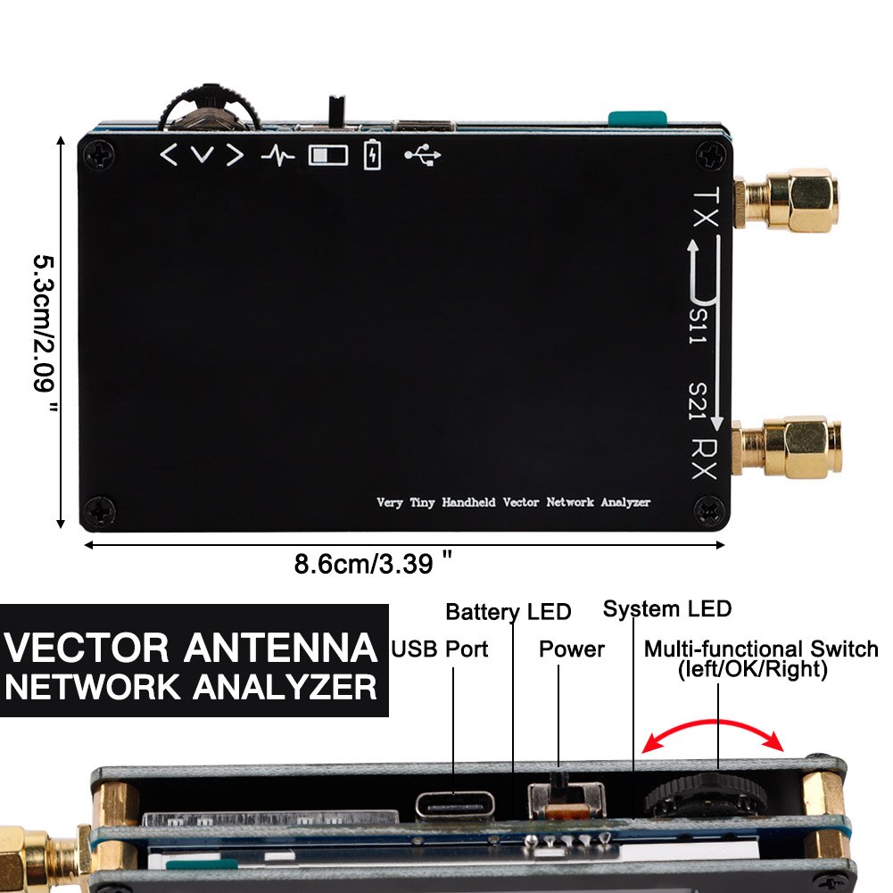 Original NanoVNA Vector Antenna Network Analyzer NanoVNA Tester MF HF VHF UHF Genius 50KHz~1.5GHz 2.8" 4.3" Screen