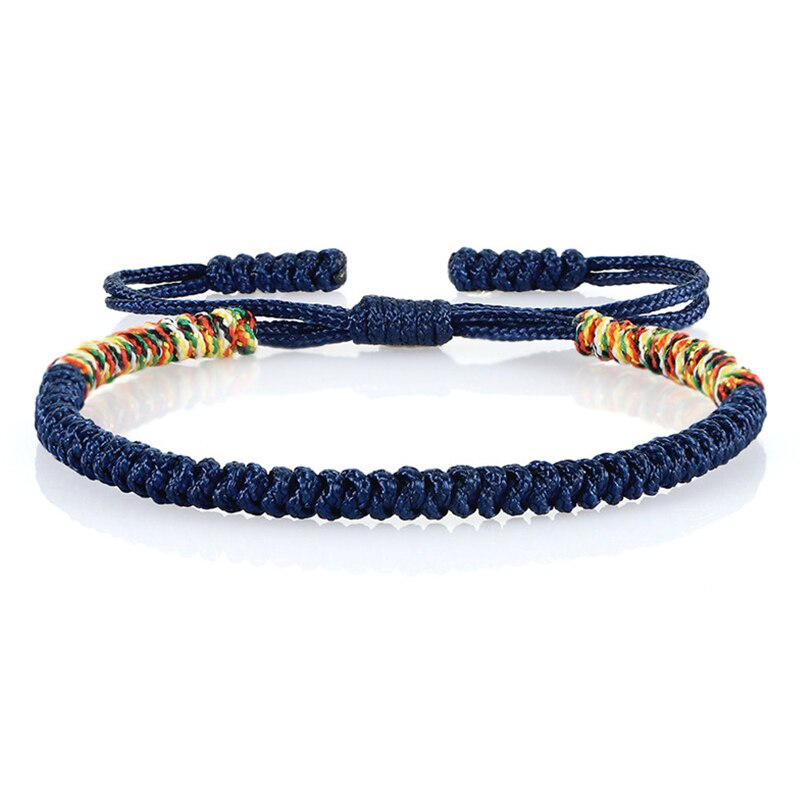 Multi Kleur Armbanden En Armbanden Voor Vrouwen Mannen Tibetaanse Boeddhistische Handgemaakte Gevlochten Touw Verstelbare Lucky Armband Sieraden: navy