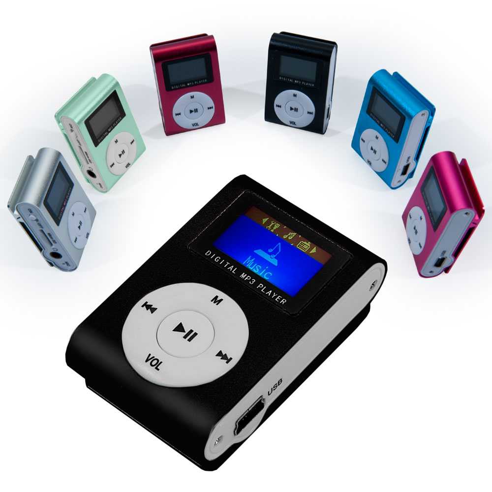 OcioDual Mini Zwart MP3 Speler met CLIP Lcd-scherm en FM Radio Speler Aluminium tot 32 Gb Micro SD metalen Reader