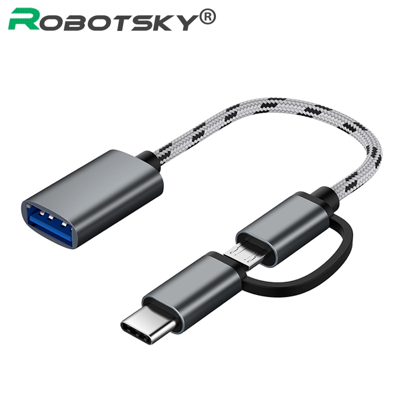 2 in 1 Typ-C Männlichen + Mikro USB Stecker Auf USB 3,0 Schnittstelle Weibliche OTG Adapter Kabel Schnelle Transfer Datum Kabel Für Android Samsung S8