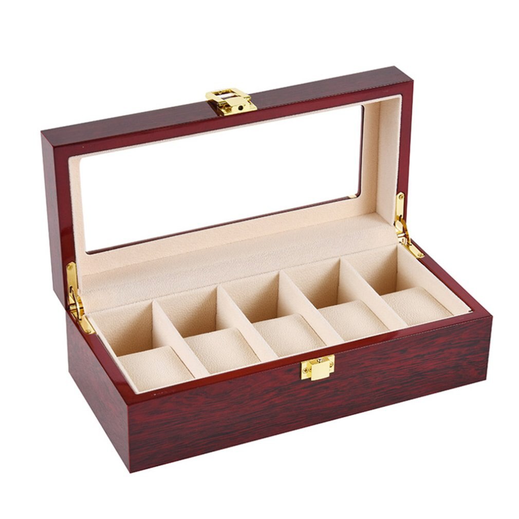 5 gitter kiste ur display boks træ opbevaring ur sag smykker display holder smykker organisator virksomhed