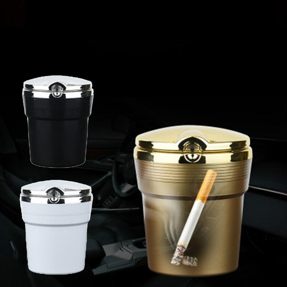 Auto-asbak met led-lamp, hittebestendige aluminiumlegering, metalen auto-asbak