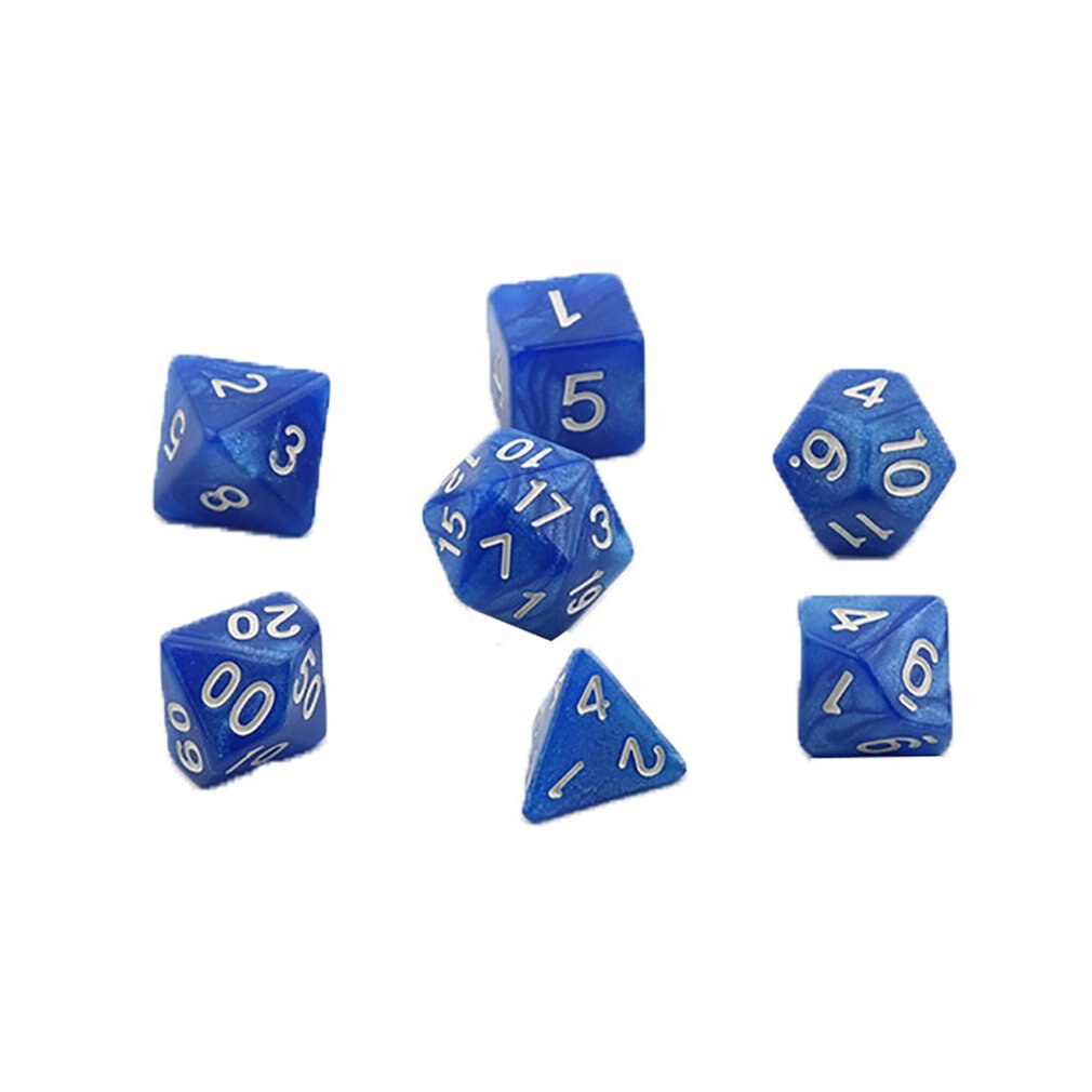 7pcs/set Games Gaming Dices Multi-sided Dices Desktop Game Accessories Multi Faceted Acrylic Dice Suit: Blue