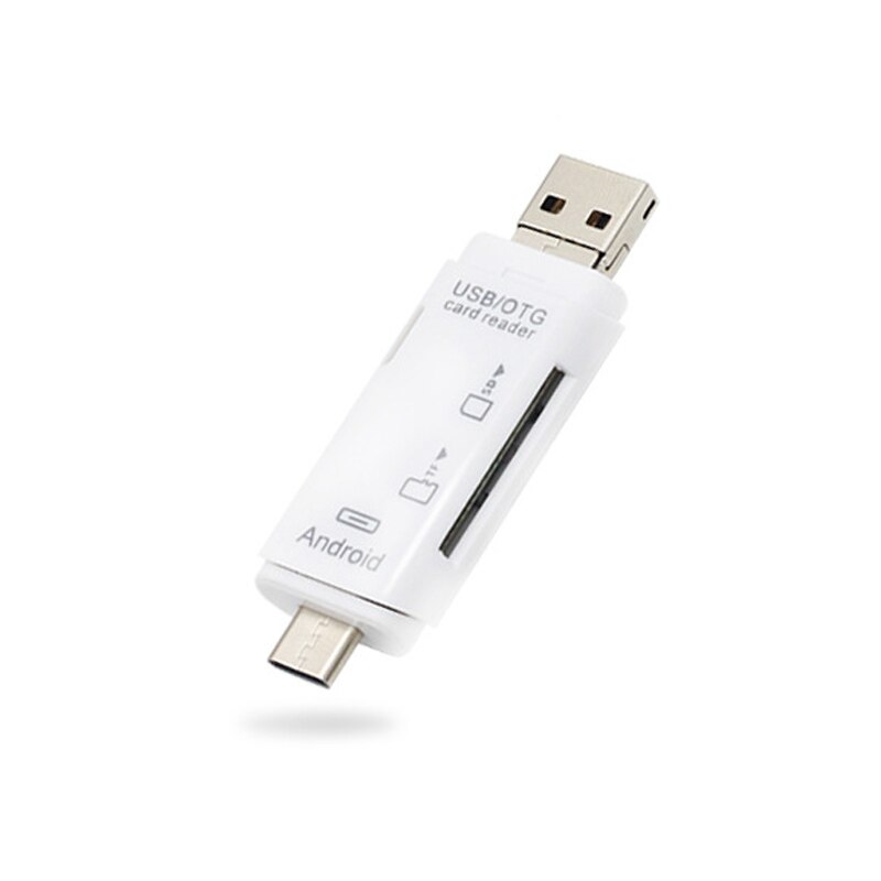 3 in 1Type C en micro USB en USB Kaartlezer USB OTG Hoge Snelheid SD TF Kaart Uitbreiding adapter Voor Android Telefoon Mac Computer: WHITE