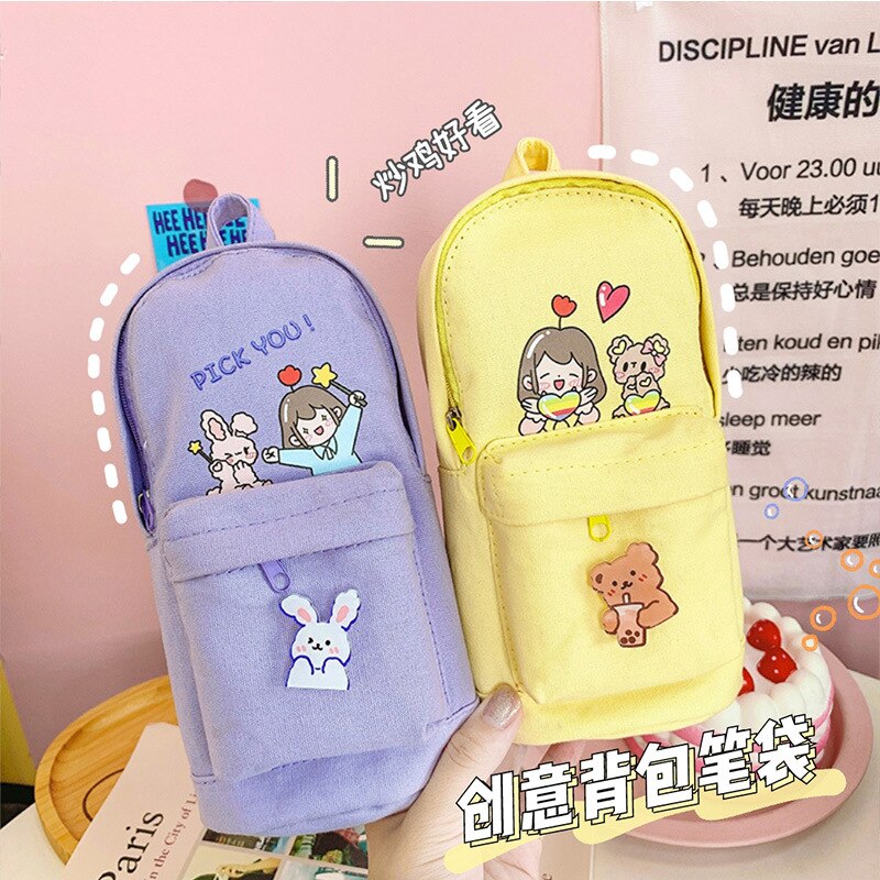 Creatieve Leuke Meisje Canvas Etui Schoolbenodigdheden Briefpapier School Leuke Pennenbakje Pencilcase Potlood Tas