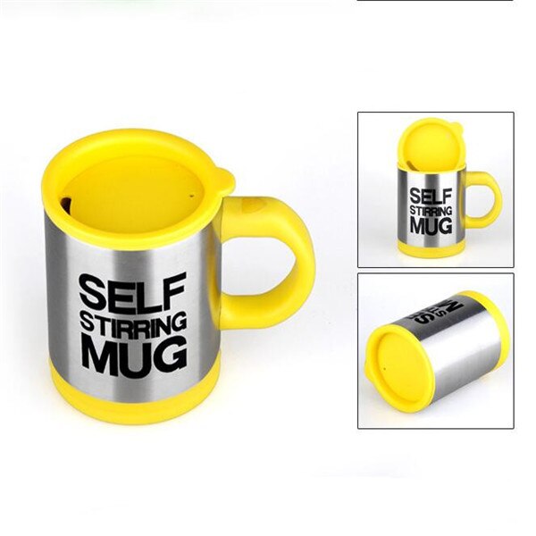 Tasses automatique électrique paresseux auto-remuant tasse tasse café lait mélange tasse Smart acier inoxydable jus mélange tasse Drinkware 400ml: Jaune