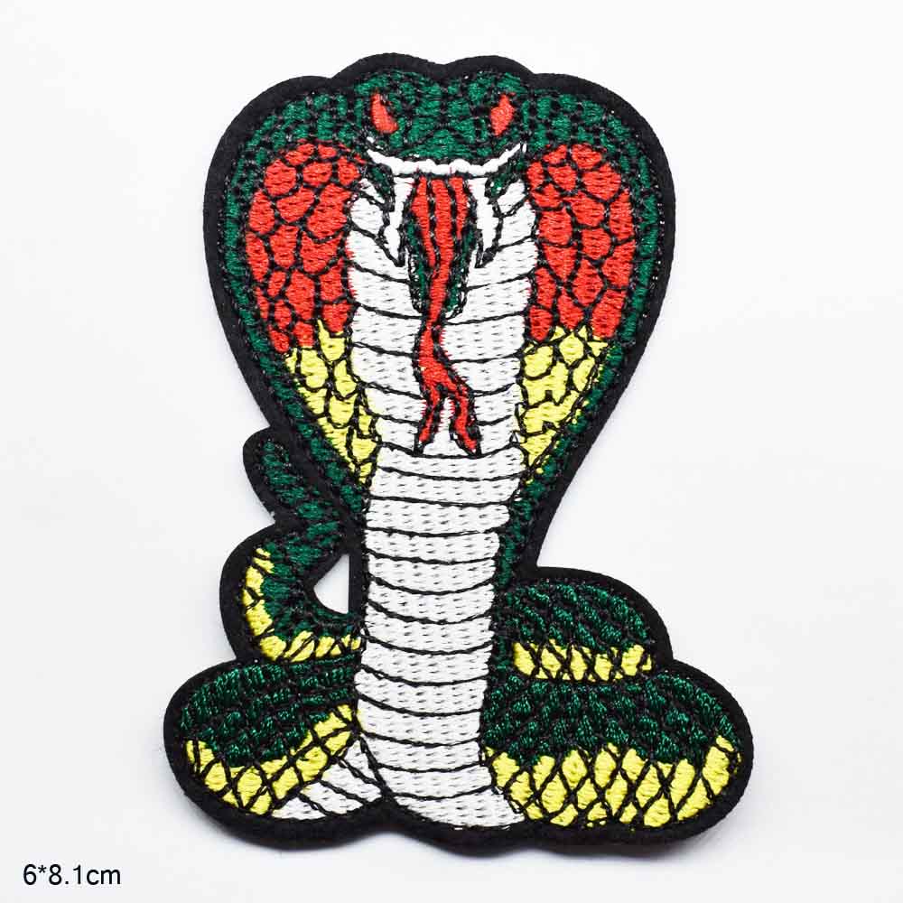Cobra Snake Geborduurde Patch voor Kleding Ijzer op Geborduurde Naaien Applique Patch