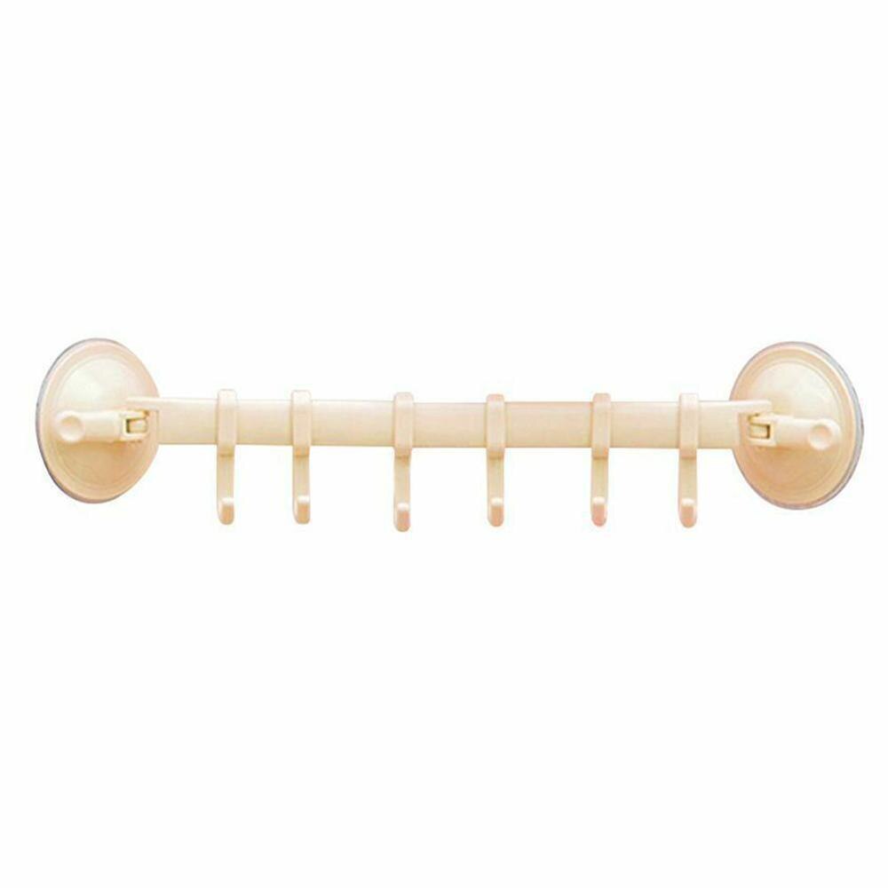 6 ganchos toallero ventosa taza baño cocina pared puerta titular ventosa suspensión hogar almacenamiento organización: beige