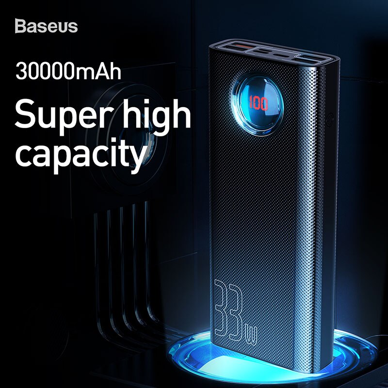 Baseus 30000mAh Power Bank Fast Charging PD3.0 QC 3.0 Quick Charging SUB Travel Portable External Battery Pack For Phone Laptop