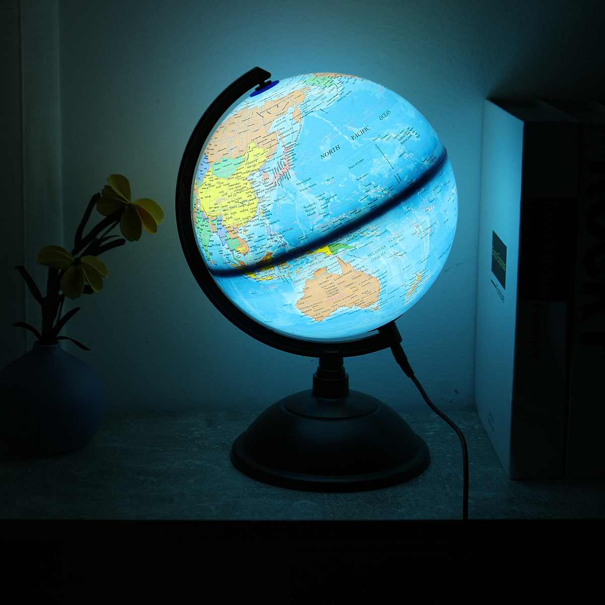 20CM LED Light World Earth Globe Map Geography Educational Toy With Stand Home Office Decor Miniatures School Supplies