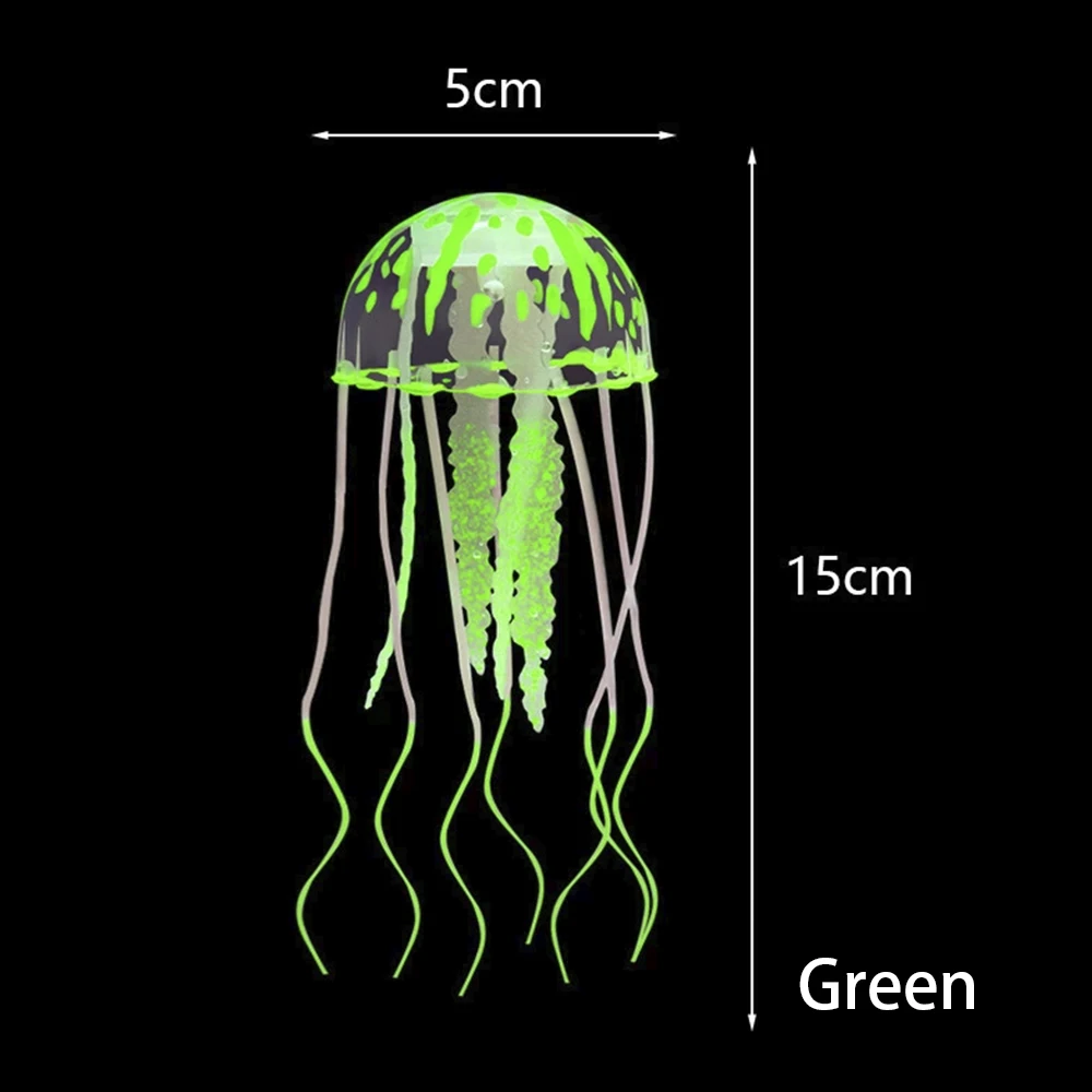 Künstliche Aquarium Ornament leuchtende Quallen Silikon schwimmende fluoreszierende Aquarium Ornamente Unterwasser Landschaftsbau Dekor: Braun