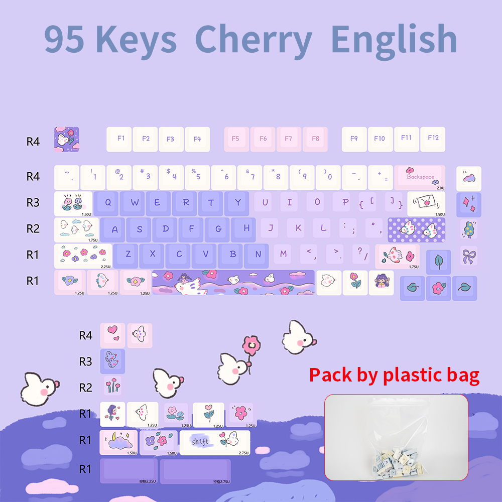 95 Keys Cherry Profile PBT Keycaps Love Letter Theme Key Caps for Gaming Mechanical Keyboard 61/64/68/75Keys AULA F75 Key Caps ﻿: BRONZE