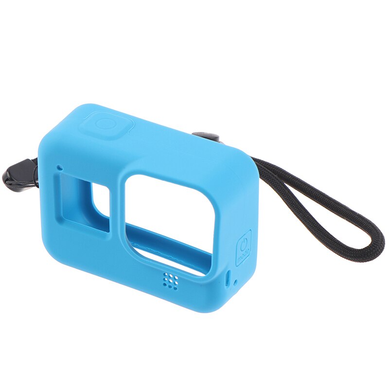 Siliconen hoesje voor gopro hero 8 zwart/blauw beschermfolie lensbehuizing voor gopro 8 accessoires: Blauw