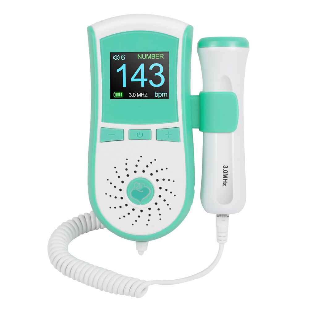 3MHz Probe Dual Interface Display Lcd-kleurenscherm Draagbare Pocket Foetale Doppler Prenatale Hart Baby Heart Monitor: Army Green