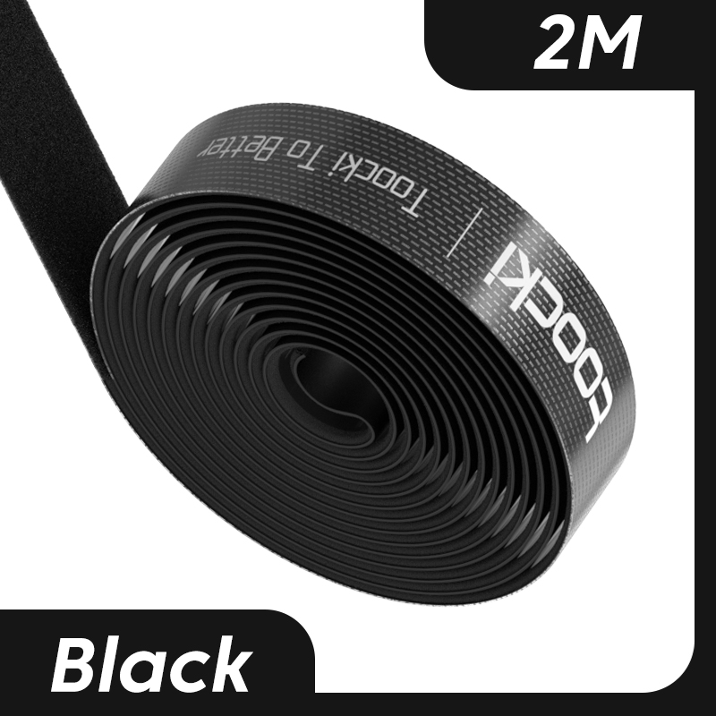 Toocki-organizador de cables de 1-5M, gestión de Cable ordenado de escritorio, Clips enrolladores, Cable para soporte de ratón, teclado, auriculares, Protector de Cable: Negro