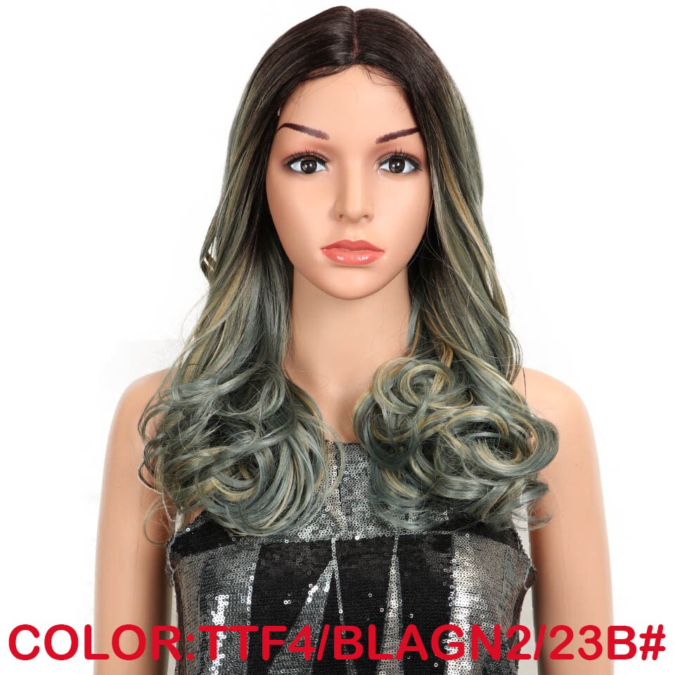 MAGIC Hair Synthetic Lace Front Wigs For Black Woman Ombre Natural Wave 20"Inch Bob Wigs Heat Resistant I Part Wig For Women: TTF4-BLAGN2-23B