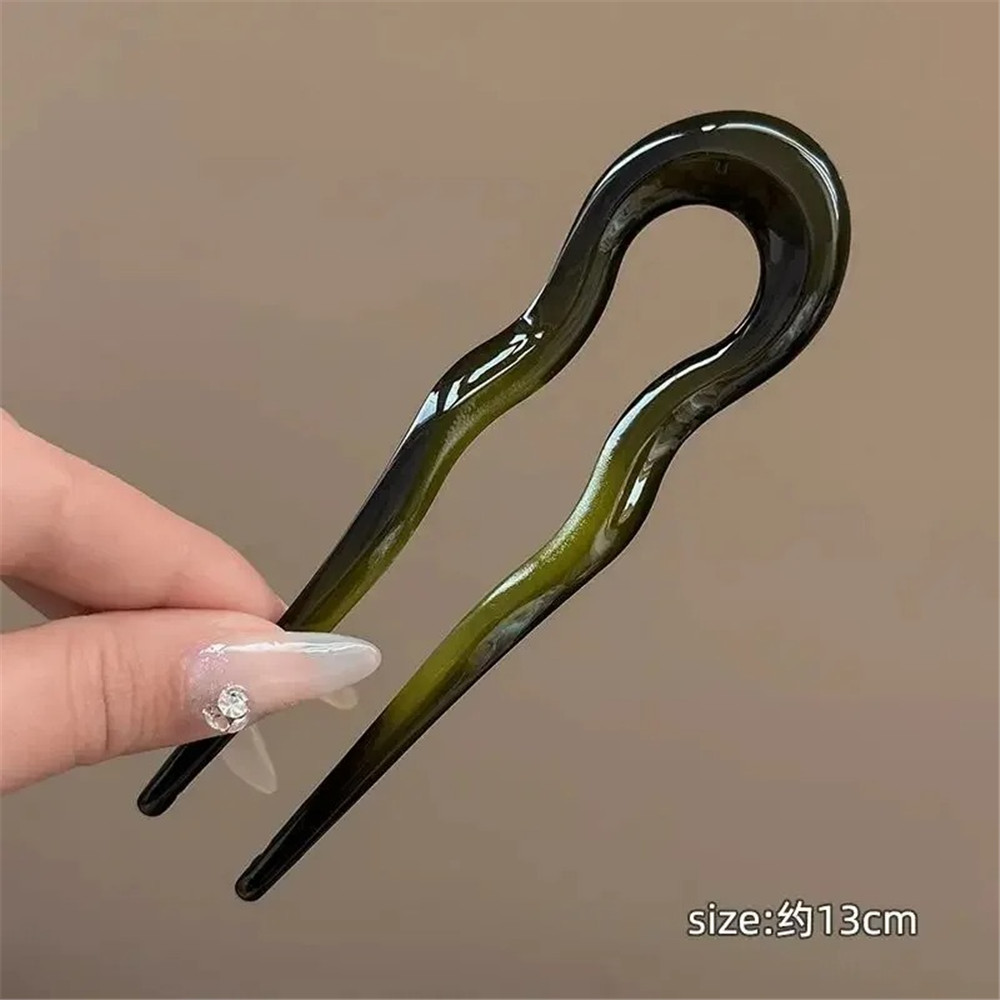 Nueva horquilla para el cabello en forma de U para mujer, horquilla de acetato de concha de tortuga a la , tocados de geométrico, palillos para el cabello, accesorios para el cabello para niña: YELLOW
