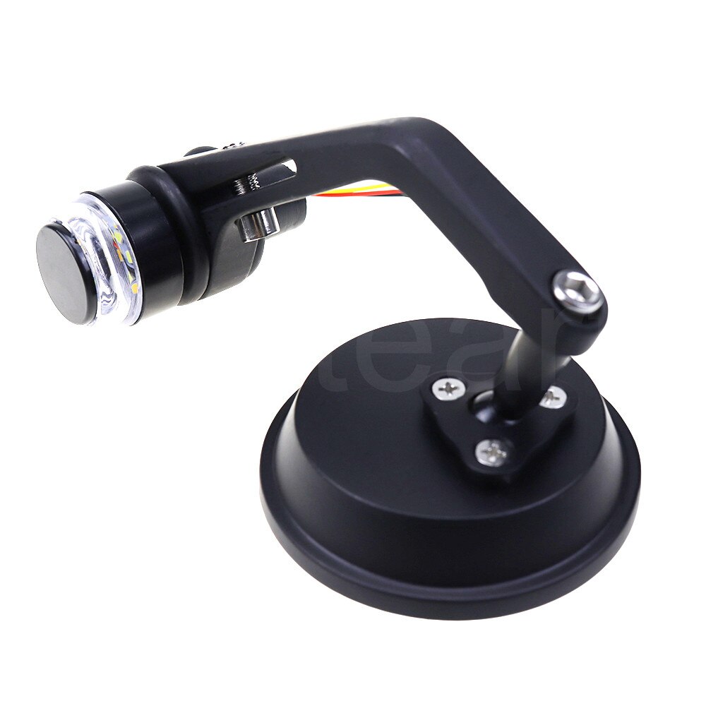 7/8" 22mm Universal Round Motorcycle Rear View Mirrors Handle Bar End Side Mirrors With LED Turn Signals Black Cafe Racer Mirror