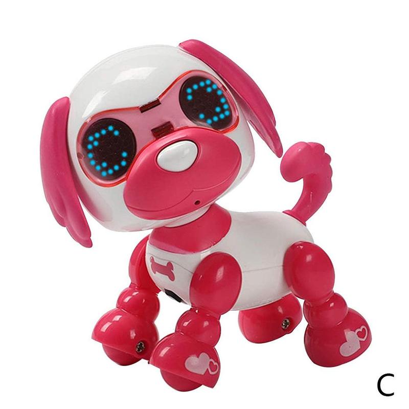 Intelligent Puzzle Pet Dog Child Robot Dog Pet Toy LED Eyes Sound Puppy Record Educational Toy Birthday for Baby: Red