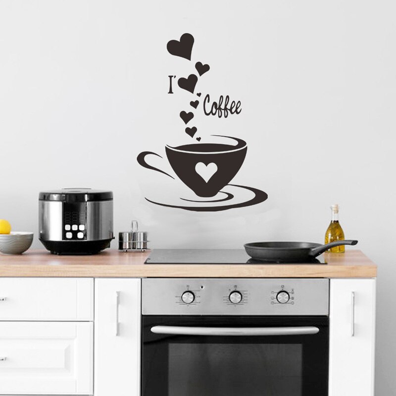 Coffee Cup Wall Sticker Living Room Bedroom Home Decoration Wallpaper Restaurant Removable Mural Cafe Decor Stickers