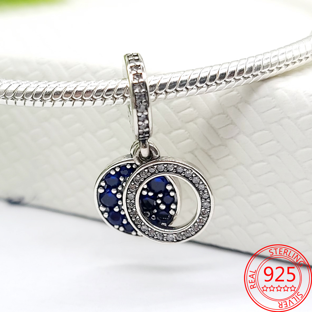 Luksus 925 sølv spinning kompas charm fit pan armbånd 925 sterling sølv charms til piger gør-det-selv vedhæng smykker: Vvc 407- bl