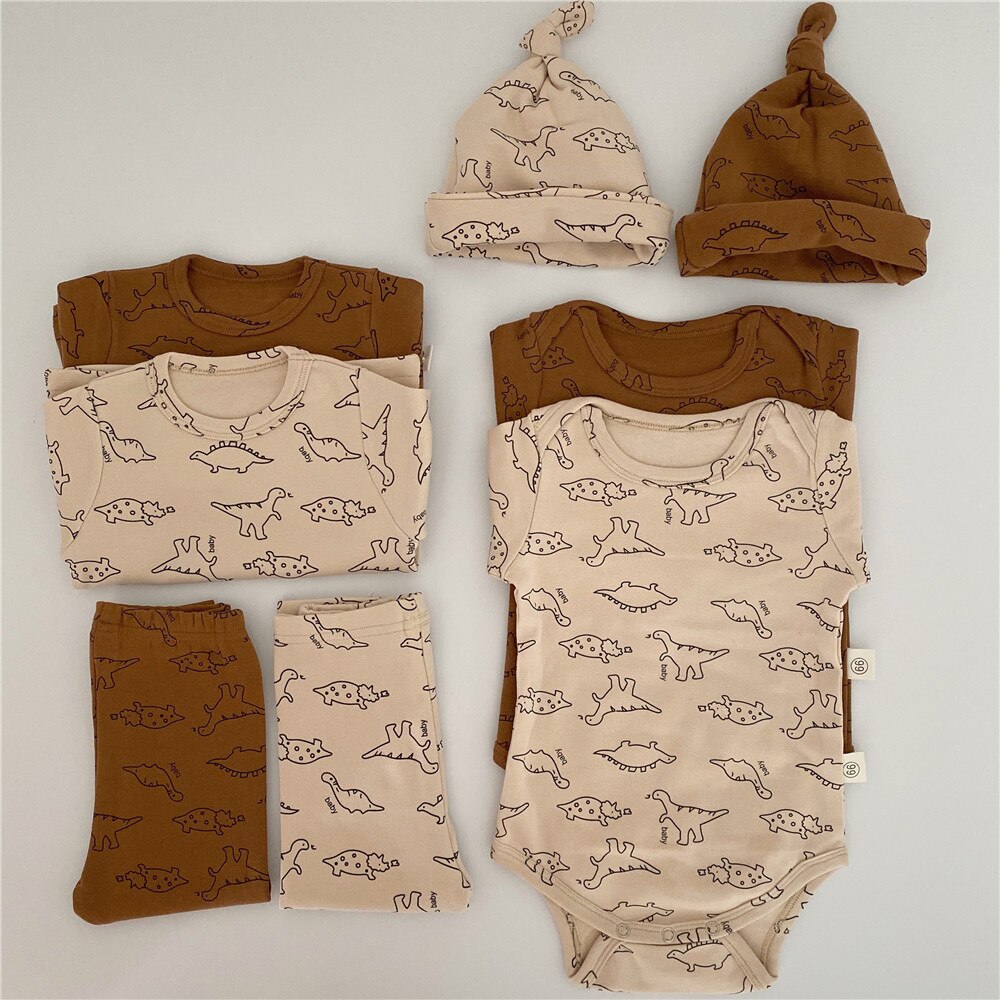 Milancel Baby Kleding Dinosaurus Print Baby Een Stuk Met Hoed Katoenen Baby Bodysuits Lente Peuter Kleding