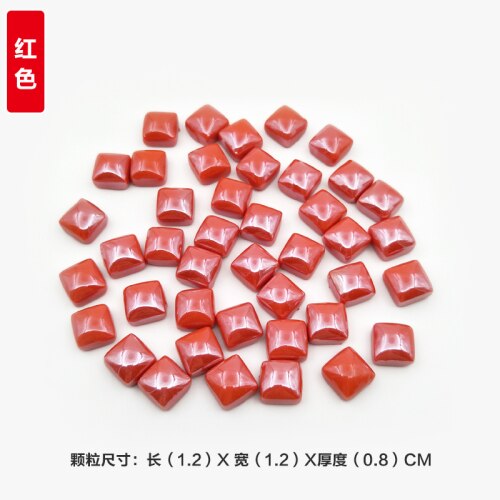 100Pcs Gepolijst Jade Mozaïek Tegels 1.2Cm Vierkante Mozaïek Stenen Kleurrijke Mozaïek Materialen Voor Kinderen/Kids Diy Handgemaakte craft Tegel: 100pcs Red