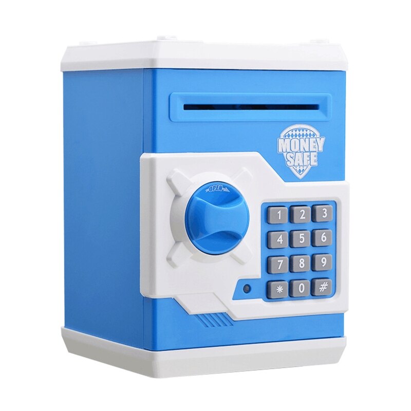 Elektronische Sparschwein ATM Passwort Geld Box Bargeld Münze Saving Sichere Auto Scroll B2QD: Blue