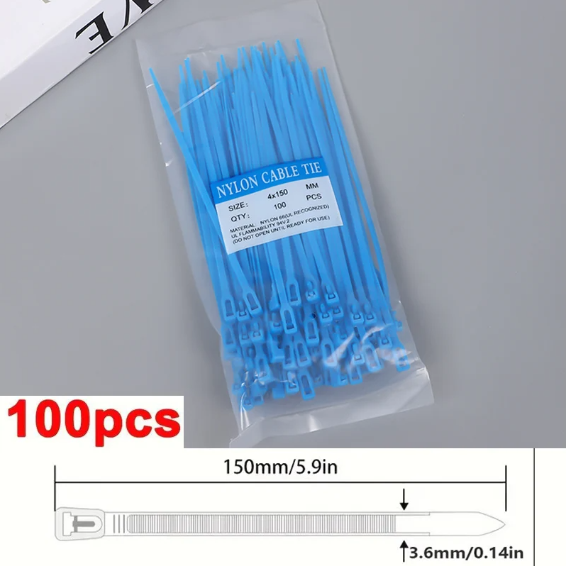 100 bridas de nailon reutilizables de 3,6x150 mm, lazo de bloqueo, extraíbles, colores mezclados (blanco y negro) para organización de la oficina en el hogar