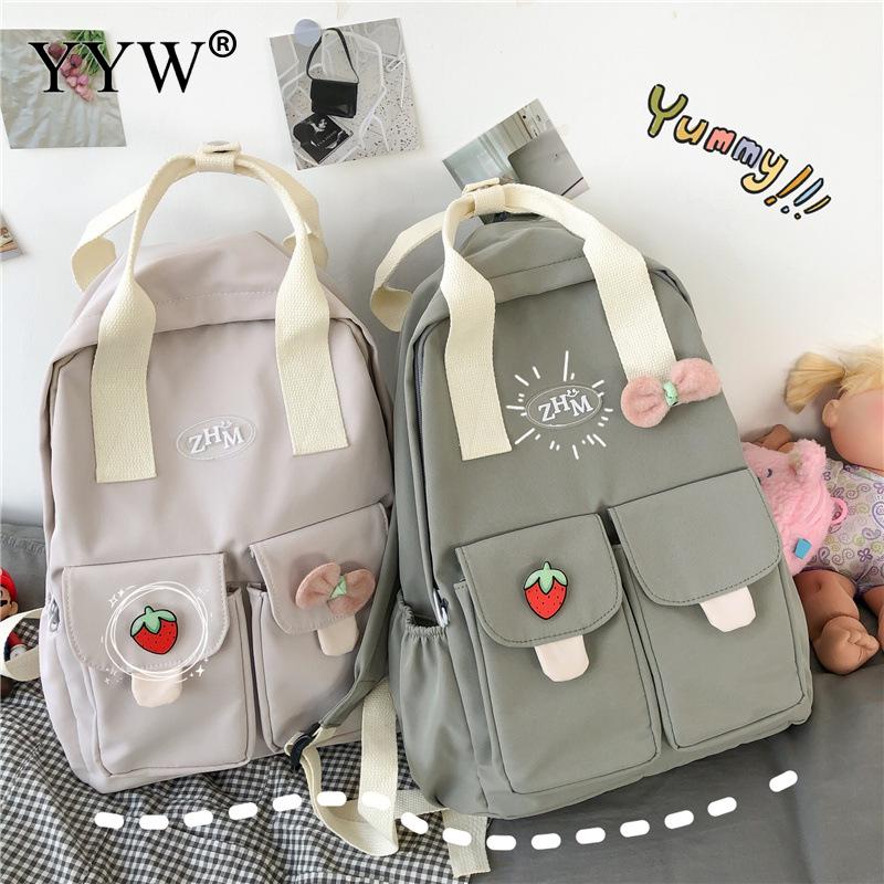 Tiener Meisjes Schooltas Mode-koreaanse Contrast Rugzak Schoudertas Grote Vrouwelijke Schouder Rugzak Laptop Tas Preppy Stijl