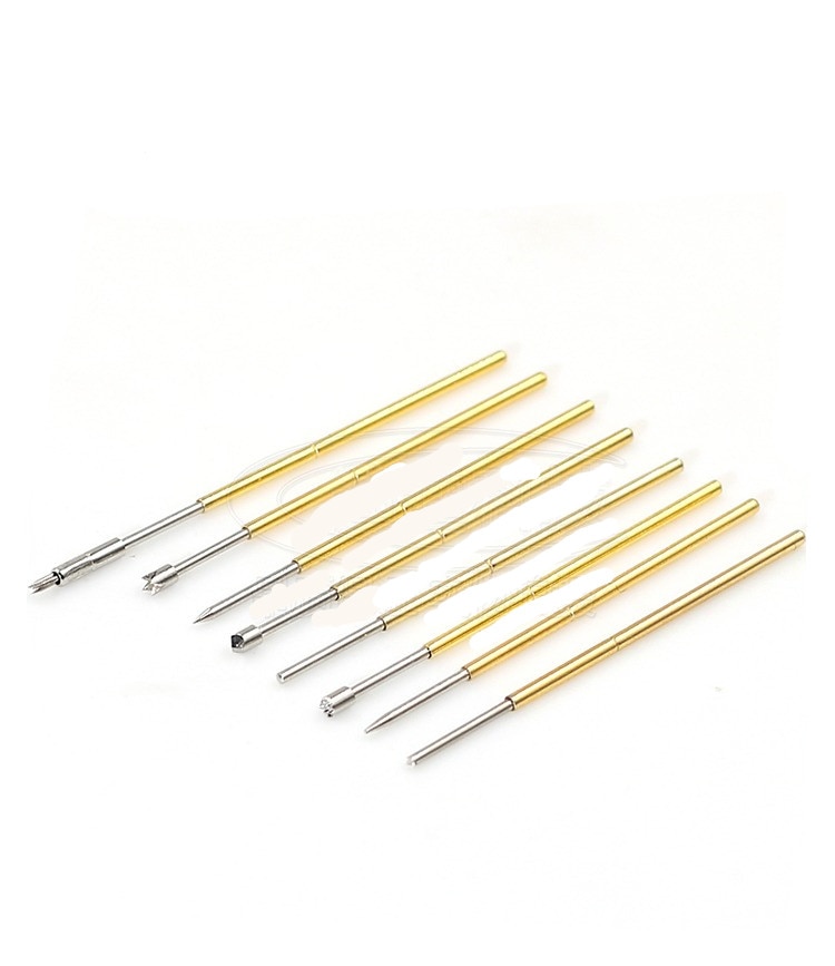 50 pièces ressort PCB Test sonde broche pointe de lance 0.74mm pointe Dia 1.3mm trou de forage Dia.
