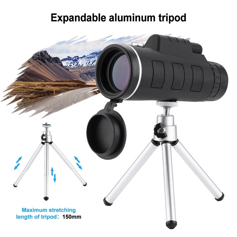 Waterproof Telescope 40x60 Zoom Optical Hd Lens Monocular Telescope+ Tripod+ Clip For Universal Phone Telescope Camera
