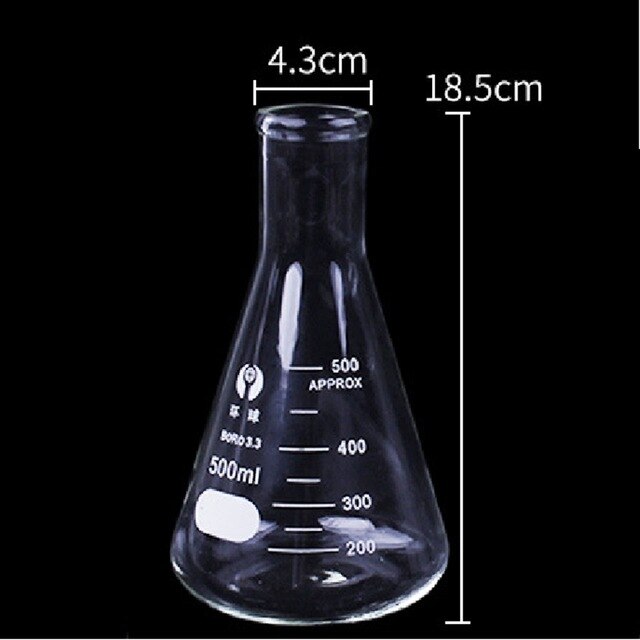250/500/100 Ml Glazen Zware Muur Smalle Mond Erlenmeyer Kolven Met Zware Velg Voor Lab Chemische Apparatuur: 4.3x18.5cm