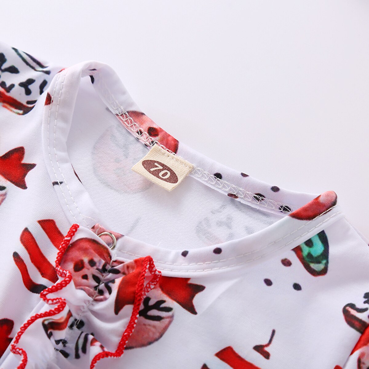 FOCUSNORM Christmas Baby Girls Boys Romper Autumn Clothes Long-Sleeves Cartoon Print Single Breasted Jumpsuits Red Bow Headband