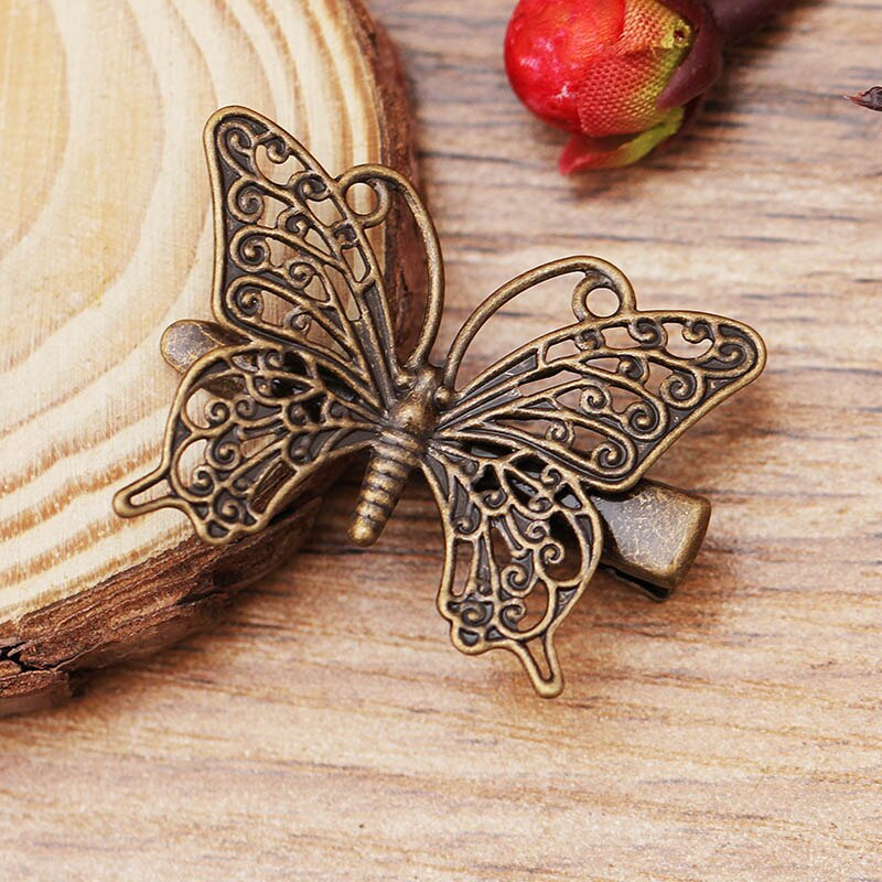 Mibrow 10Pcs 36*26Mm Rose Goud Zilver Kleur Vlinder Haar Haarspeldjes Voor Vrouwen Bruiloft Haarspelden Sieraden maken Accessoires: Antique Bronze