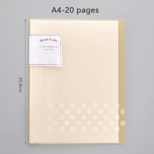 A4 multi-layer folder test paper storage school office supplies information book finishing paper files folder for documents: Yellow-20 pages