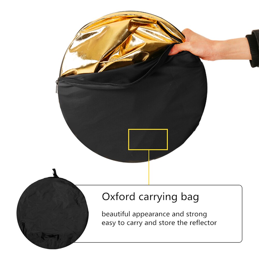60cm 5 in 1 Round Reflector Photo Studio Prop For Indoor Outdoor Foldable Photography Handhold Light Reflector With Carrying Bag