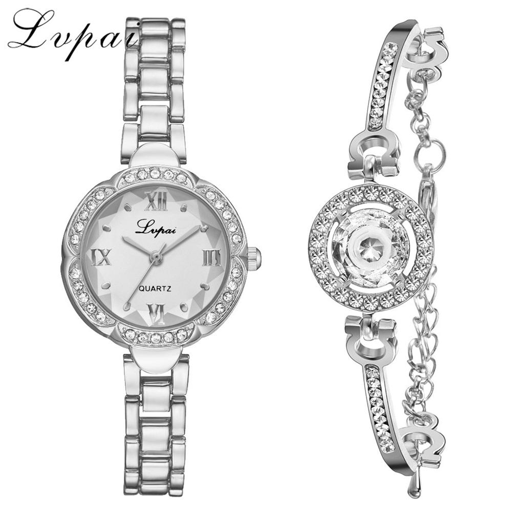 Lvpai gouden dameshorloge luxe eenvoudige damesarmbandhorloges casual stijlvolle damesklok 2 -delige set in ulzzang-stijl: 3 horloge en armband