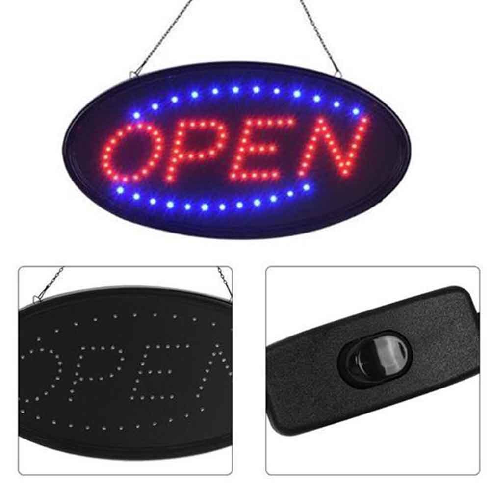 Business Store LED Open Sign Flashing Mode US Plug Florist Show Window Salon PVC Display Board Advertising LIghts Shops Cafe
