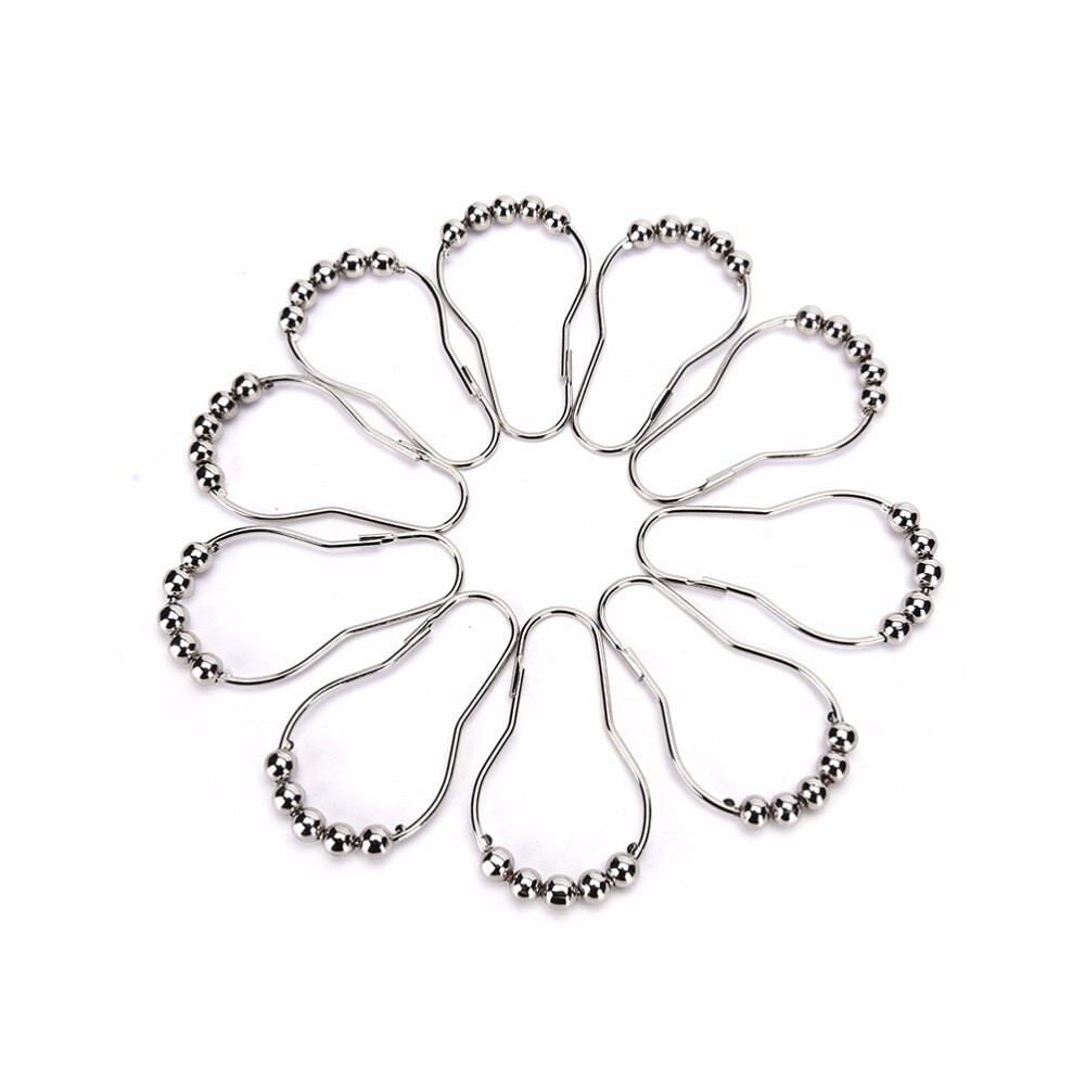 12 pièces/paquet rideau de bain Rollerball rideau de douche anneaux crochets 5 rouleau poli Satin Nickel boule rideau accessoires