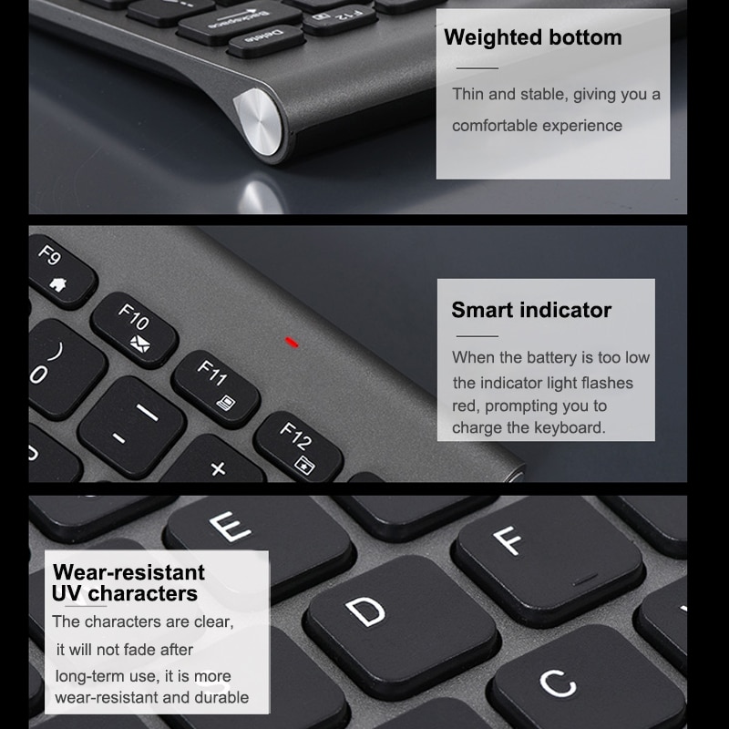 2.4G Wireless Silent Keyboard and Mouse Mini Multimedia Slim Keyboard Mouse Combo Set 1600DPI For Notebook Laptop Desktop PC