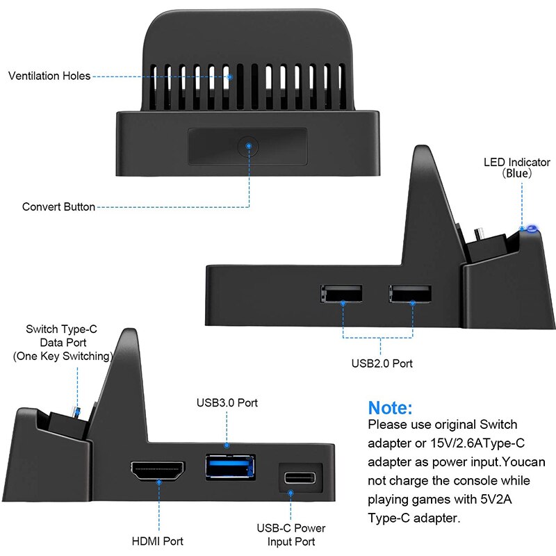 Draagbare Mini Schakelaar Tv Dock Charging Stand Vervanging Voor Nintendo Switch Dock Set, compact Switch Naar Hdmi Met Ext