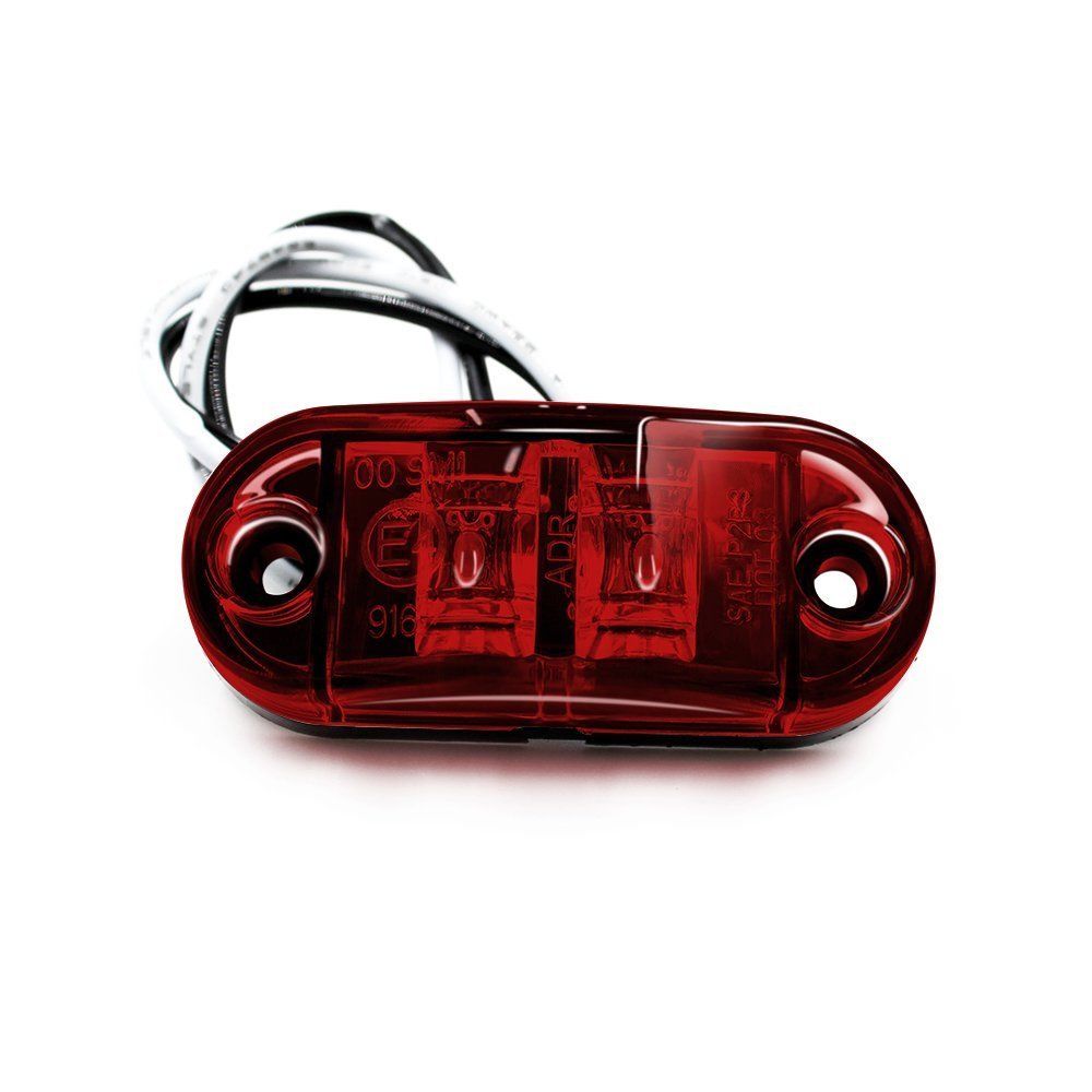 Fuleem 10Stck rot LED 2,5 ZOLL 2 Diode Licht Oval Freiheit Anhänger Lkw LED Seite Marker Lampe 12V 24V Wasserdicht