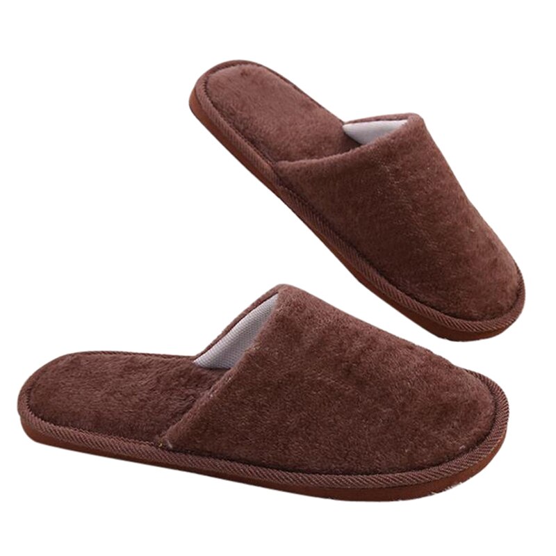 Kengät tohvelit naisten miehet koti pörröinen talo talvi lämpimät tossut pehmeät lenkkarit sisätiloissa makuuhuone pantuflas zapatos: Ruskea (44-45)