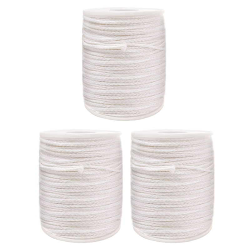 3Pcs Candle Wick, Flat Wick, Round Wick, Lamp Wick, Coil - 61 M, for the Production of Candles