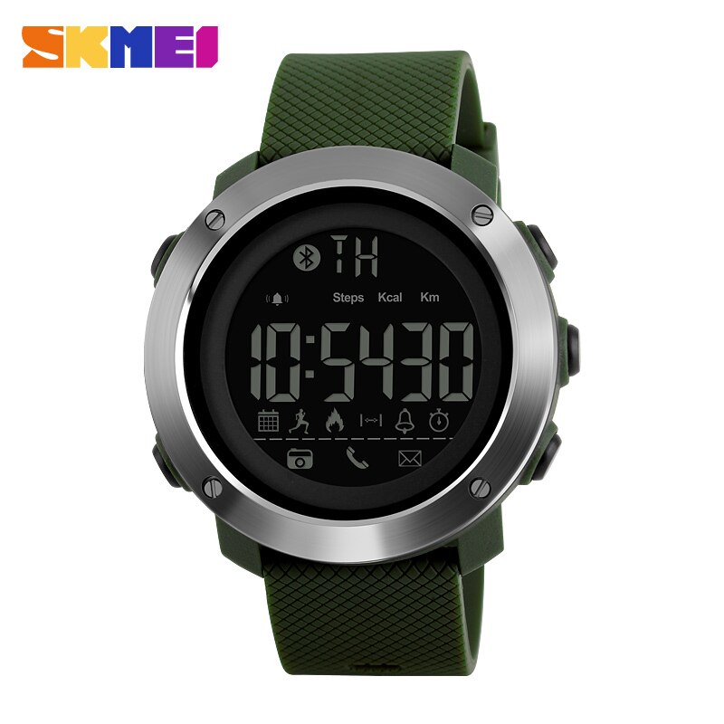 Skmei herenhorloges sport calorie-oproep herinnering bluetooth afstandsbediening camera waterdichte polsband sport polshorloge zegarki: Groene vrouwen