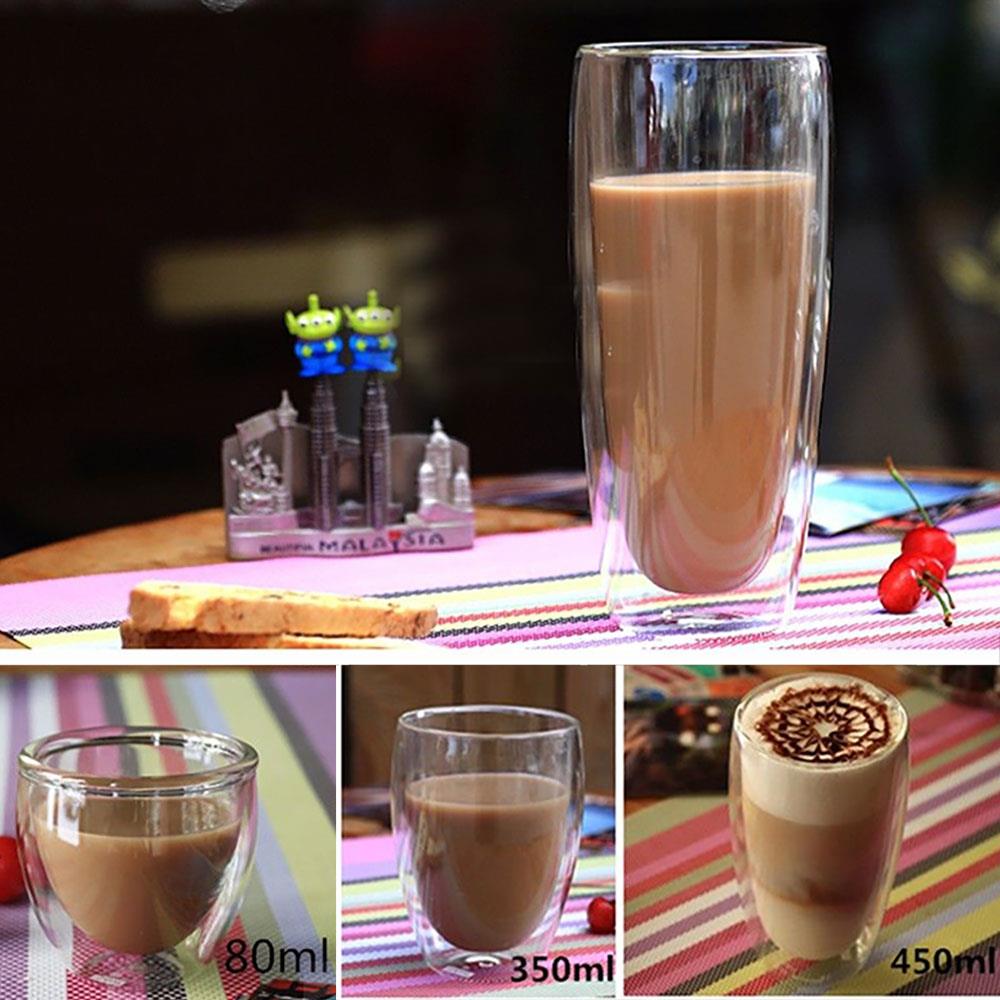 80-600ml Glass Tea Cup Coffee Mugs Double Wall Container Drinks Dining Bar Kitchen Glassware Insulated Thermal Glass Cup Beer