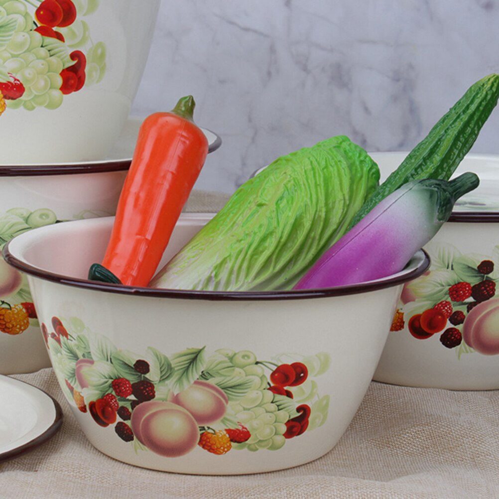Stackable Enamel Basin Kitchen Flour Mixing Basin Stuffing Dumpling Mixing Bowl