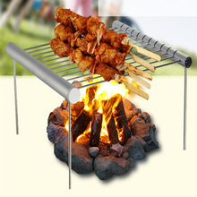 Parrilla de barbacoa portátil de acero inoxidable, miniparrilla plegable de bolsillo, accesorios para barbacoa para uso en el parque casero